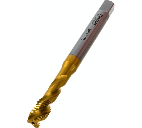 Метчик Partner M8х1.25 HSSE, DIN371, спиральная канавка, Н6, TiN 315080