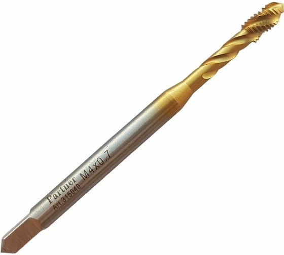 Метчик Partner M4х0.7 HSSE, DIN371, спиральная канавка, Н6, TiN 315040 1