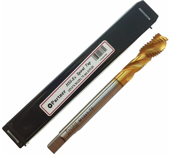 Метчик Partner M12х1.75 HSSE, DIN376, спиральная канавка, Н6, TiN 315120