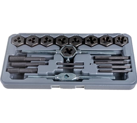 Набор метчиков и плашек М3 - М12, плашко-метчикодержатель (20 предметов в пласт. боксе) SPARTA 773105