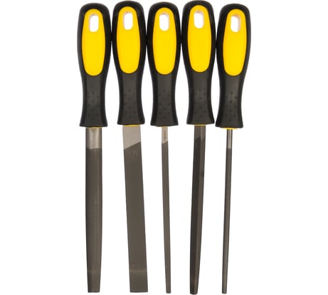 Набор STAYER Напильники с двухкомпонентной рукояткой,плоский,полукруглый,трехгранный,квадратный,круглый,№2,250 мм 1681-15-H5_z01