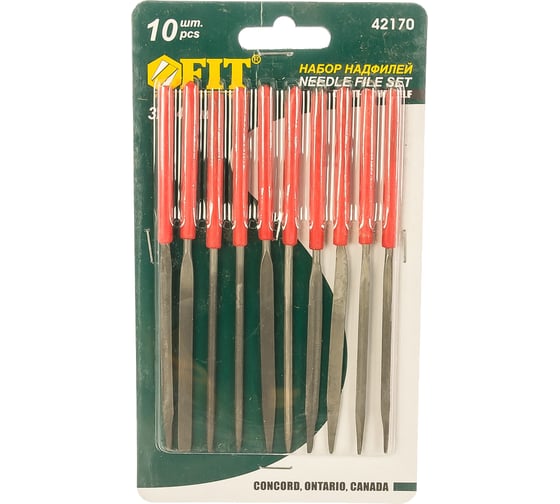Узкие надфили 3х140мм, 10 шт FIT DIY 42170