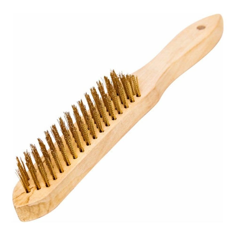 Щетка по металлу BEOROL латунная, 5 рядов, деревянная ручка, витая ...