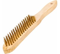 Щетка по металлу BEOROL латунная, 5 рядов, деревянная ручка, витая проволока 245313 23923065