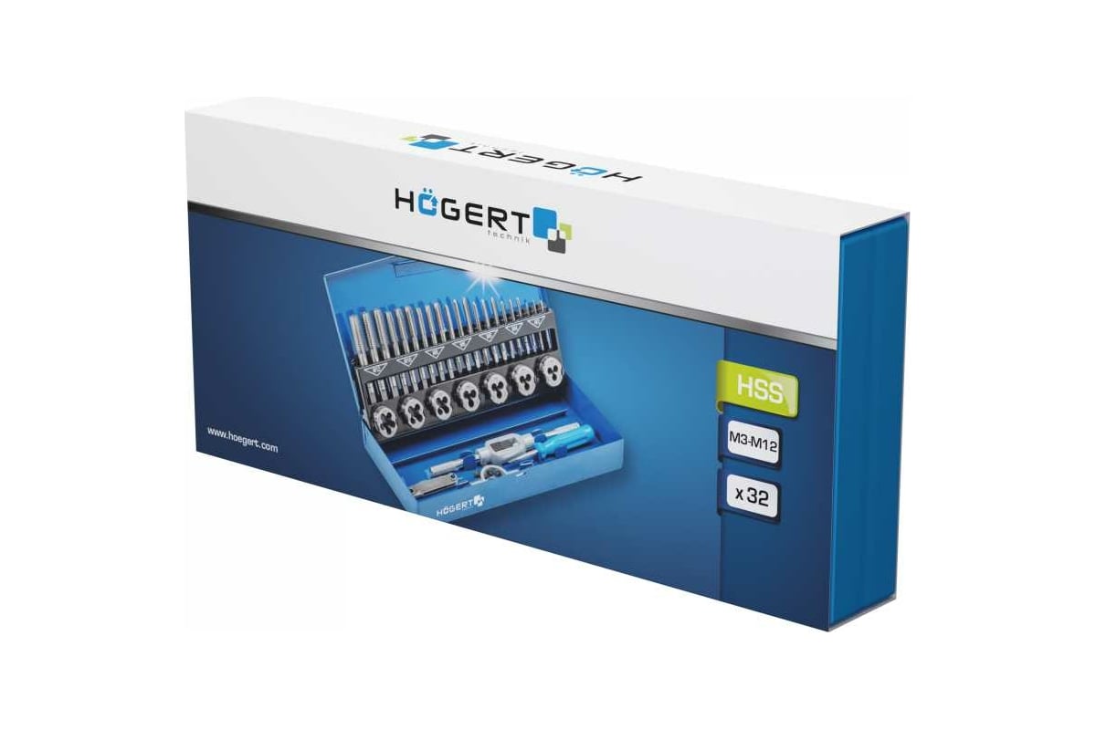 Набор метчиков и плашек HOEGERT TECHNIK 32 шт. HT3B582 - выгодная цена ...