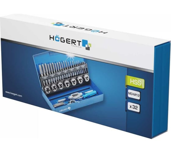 Набор метчиков и плашек HOEGERT TECHNIK 32 шт. HT3B582