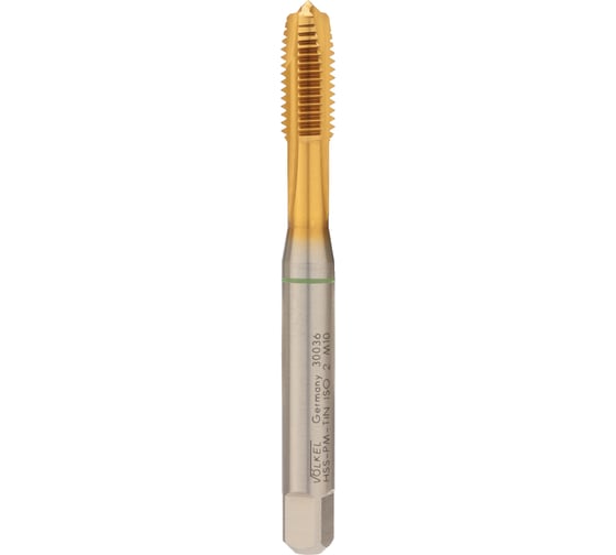Машинный метчик VOELKEL М10, шаг 1,5, HSSE-PM TiN DIN371 V30036