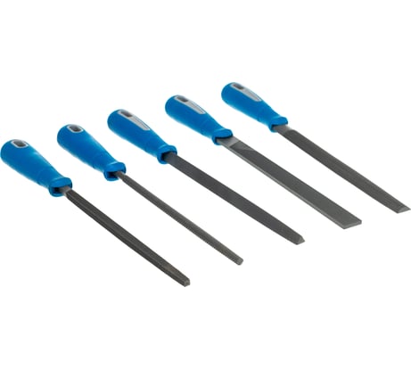 Напильники с двухкомпонентной ручкой: плоский, полукруглый, трехгранный, квадратный, круглый, №2, 200мм ЗУБР ЭКСПЕРТ 16651-20-H5