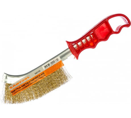 Металлическая щетка с пластмассовой красной ручкой SANTOOL 060102