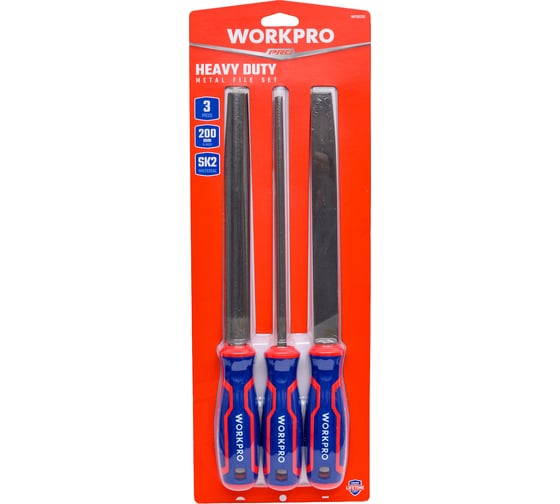 Набор напильников WORKPRO 200 мм, 3 шт. WP201702