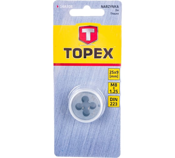 Плашка TOPEX M8 х 1.25 мм 14A308