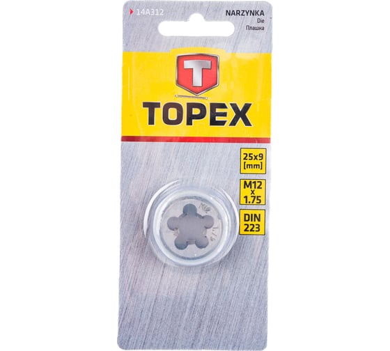Плашка TOPEX M12 х 1.75 мм 14A312
