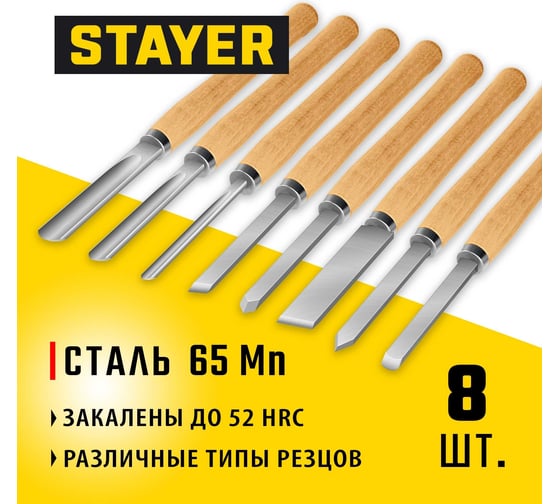 Набор ручных резцов по дереву STAYER Wood Master 8 шт. 1836