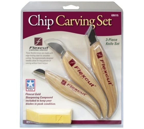 Резчицкий набор, 3 ножа + хон.паста Flexcut Chip Carving Set ETD KN115 1