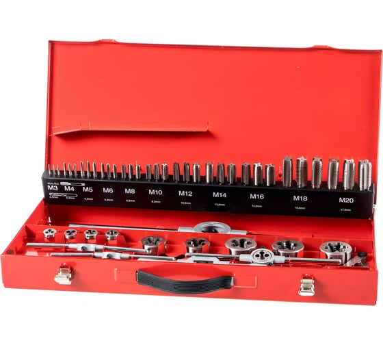 Резьбонарезной набор M3-M20 HSS метчики+плашки+воротки, 54шт RUKO 245040