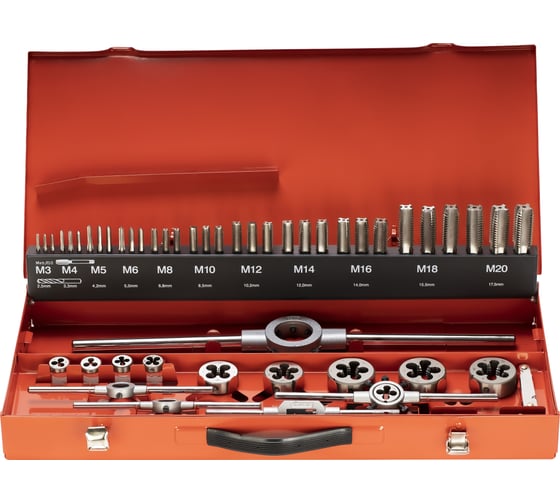 Резьбонарезной набор M3-M20 HSS метчики+плашки+воротки, 54шт RUKO 245040