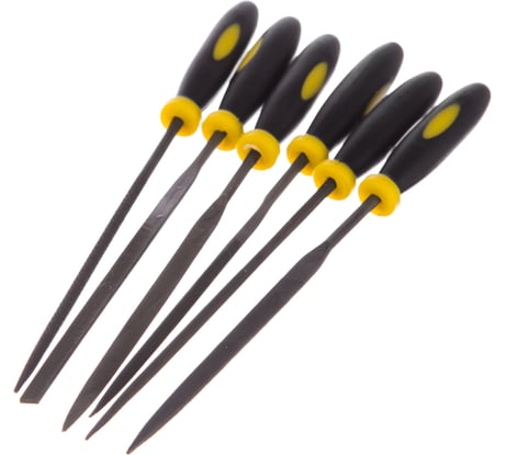 Надфили, прорезиненная ручка, 5х150 мм, 6 шт FIT IT 42172