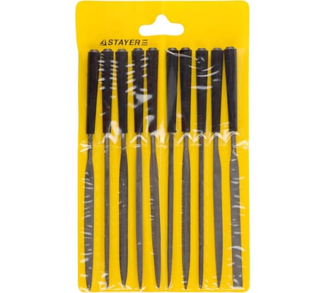 Набор надфилей с пластмассовой ручкой 100мм, 10шт STAYER 16011-H10_z01