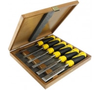 Набор из 6 плоских стамесок с ручкой 6, 10, 12, 16, 20, 26мм в деревянном кейсе NAREX SUPER 2009 LINE PROFI 852900