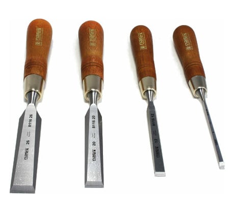 Набор из 4 плоских стамесок с ручкой NAREX WOOD LINE PLUS 6, 12, 20, 26 мм 863201