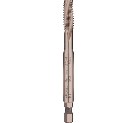 Машинный метчик VOELKEL с винтовой канавкой, М8 шаг 1.25мм HSSE DIN371 V37674 1