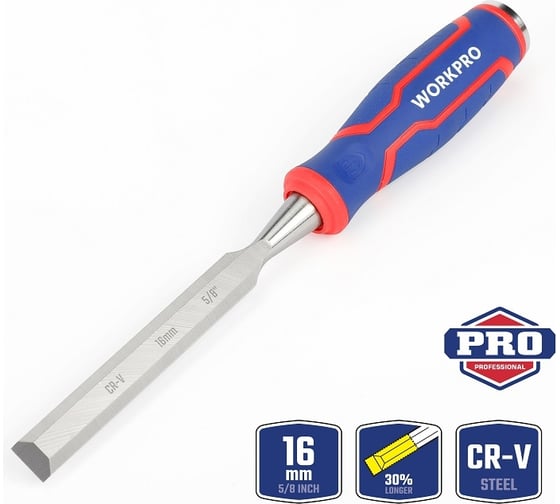 Стамеска-долото WORKPRO 16 мм, CR-V кованая сталь WP243007