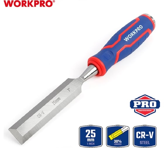 Стамеска-долото WORKPRO 25 мм, CR-V кованая сталь WP243010