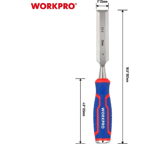 Стамеска-долото WORKPRO 25 мм, CR-V кованая сталь WP243010
