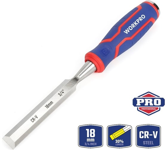 Стамеска-долото WORKPRO 18 мм, CR-V кованая сталь WP243008