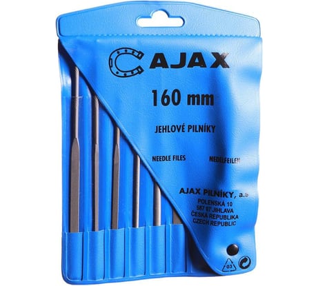 Набор из 6-ти надфилей с ручкой (L=160мм, зернистость 0) AJAX 286213931606