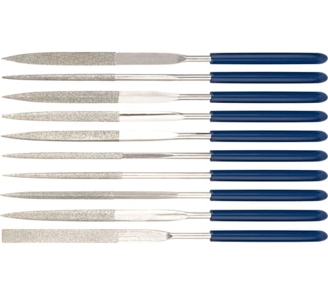 Алмазные надфили (ПВХ ручка, 3х140х50 мм, 10 штук) FIT IT 42171