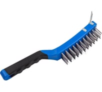 Щетка по металлу Forsage ручная в пластиковом корпусе с прорезиненной рукояткой металлический скребок-70мм, нержавеющая сталь, 4x11рядов F-340123216(17425)