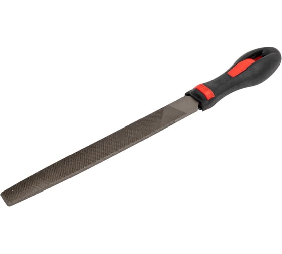 Плоский зауженный напильник с ручкой PVC (200 мм, насечка №1 грубая, по 3м сторонам) BAUM 3701200 1