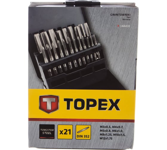 Метчики М3-M12 21 шт. TOPEX 14A430