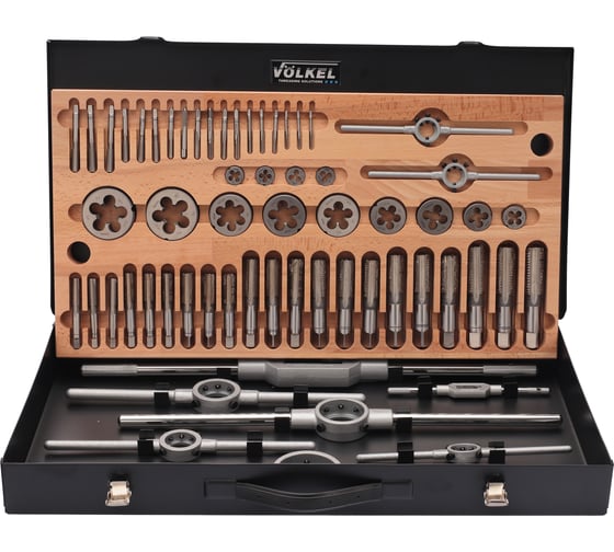 Набор метчиков и плашек VOELKEL M3-M24 HSS-G 61 предметов V48006