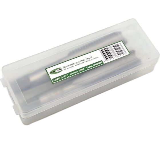 Метчик TORNERI дюймовый UNC 3/4" 10 нитей, комплект из 2-х штук, 9ХС 043897