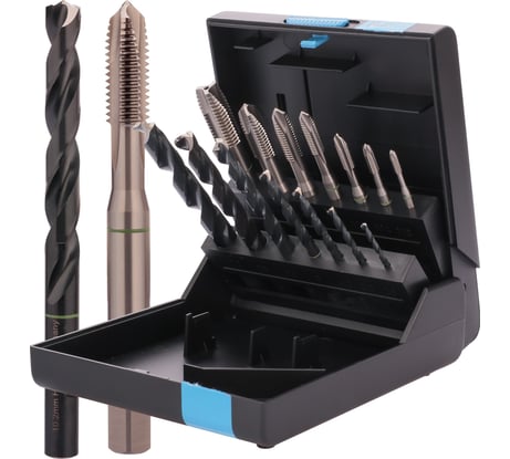 Набор метчиков VOELKEL машинных M3-M12 +сверла HSSE 14пр V47856