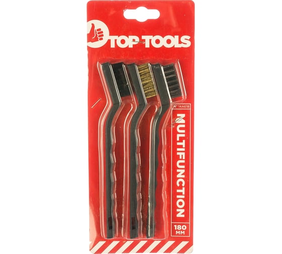 Щетки 180 мм, набор 3 шт., латунь, сталь, нейлон Top Tools 14A618