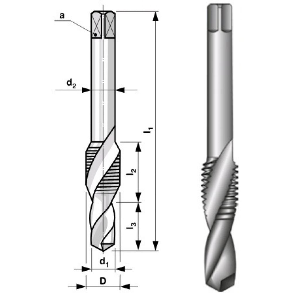 Комбинированное сверло метчик чертеж