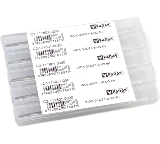 Машинный метчик FANAR М3 (х 0,5) HSSE 6H DIN 371-B INOX по нержавеющей стали /C2-111801-0030/ 037170