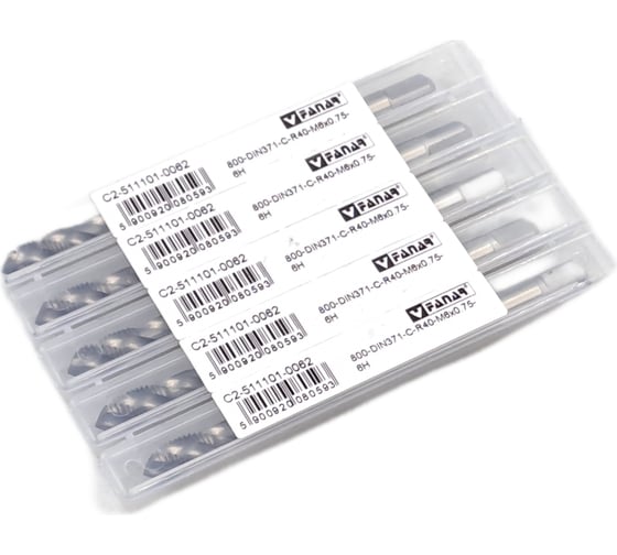 Машинный метчик FANAR М6x0,75 HSSE 6H R40 DIN-371-C 800 с винтовой канавкой /C2-511101-0062/ Т017738