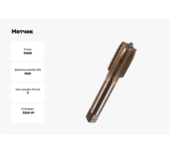Метчик М20x2 м/р Р6М5 HORTZ 203725