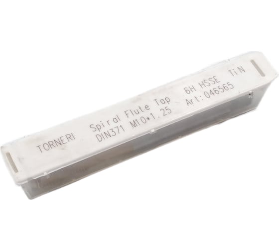 Машинно-ручной метчик TORNERI М10x1.25, DIN371, для глухих отверстий, с винтовой канавкой, с покрытием TiN HSSE 046565