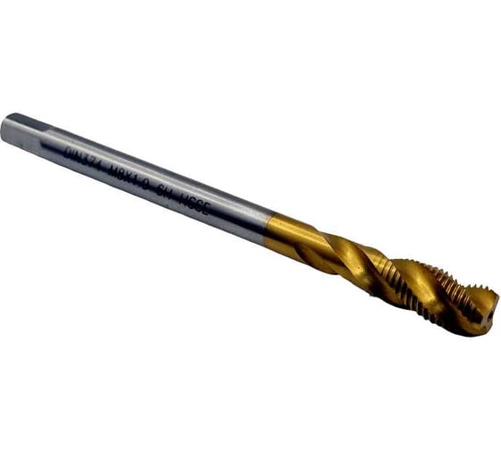 Метчик машинно-ручной TORNERI, М8х1,0, HSSE, DIN374, TiN, с винтовой канавкой для глухих отверстий, 046563