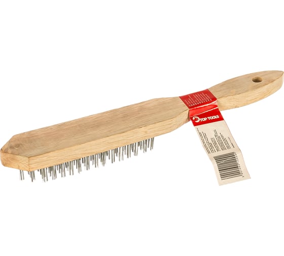 Проволочная щетка, 5 рядов проволоки, деревянная рукоятка Top Tools 14A605