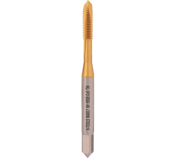 Метчик H-Tools машинный М4 шаг 0.7 DIN371 HSSE-TiN 113X01-C2-0040 1