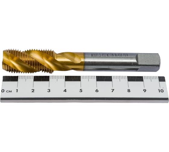 Метчик M16x1,5 HSS M2 TiN спиральный ПрофОснастка №458 арт. 50221058