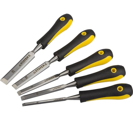 Набор стамесок PROFI с двухкомпонентной ручкой, 6; 10; 12; 16; 20мм, 5шт STAYER 18205-H5