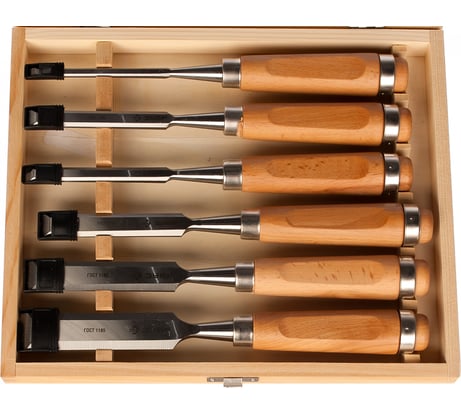 Набор стамесок-долот ЗУБР ЭКСПЕРТ, с деревянной ручкой, хромованадиевая сталь, 6; 10; 12; 16; 20; 25мм, 6шт 18096-H6