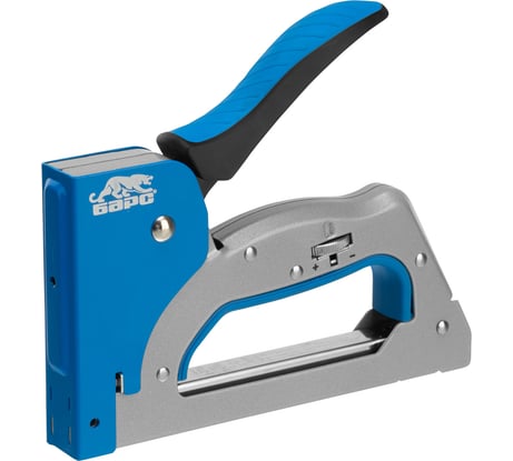 Металлический степлер БАРС 3 в 1 регулировка удара двухкомпонентная рукоятка тип скобы 53 300 500 6-14 мм 40004